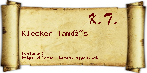 Klecker Tamás névjegykártya